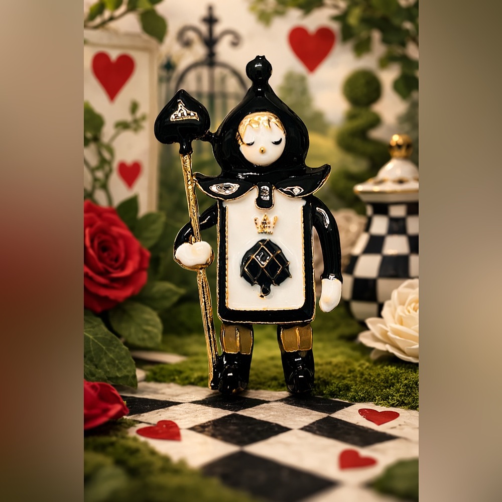 Spade Card Soldier Enamel Brooch
